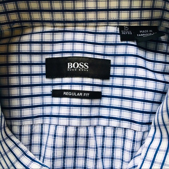 BOSS Hugo Boss Longsleeve Button Front Dress Shirt Blue Plaid - Picture 3 of 5